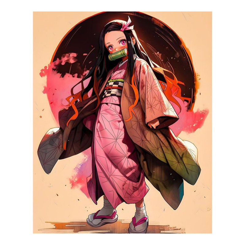 استیکر لپ تاپ و موبایل مدل انیمه طرح شیطان کش نزوکو کامادو demon slayer nezuko kamado کد 232