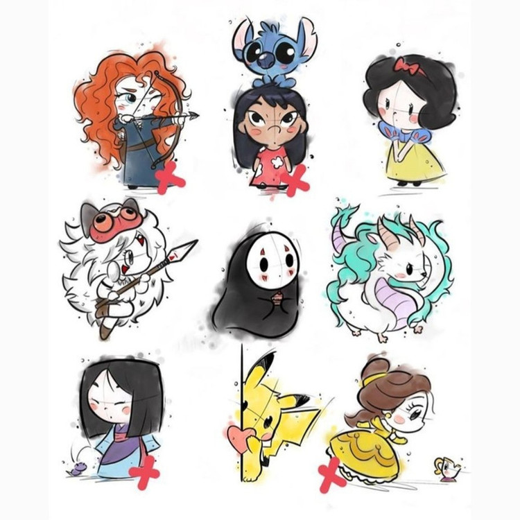 استیکر طرح Disney and anime مجموعه 9 عددی
