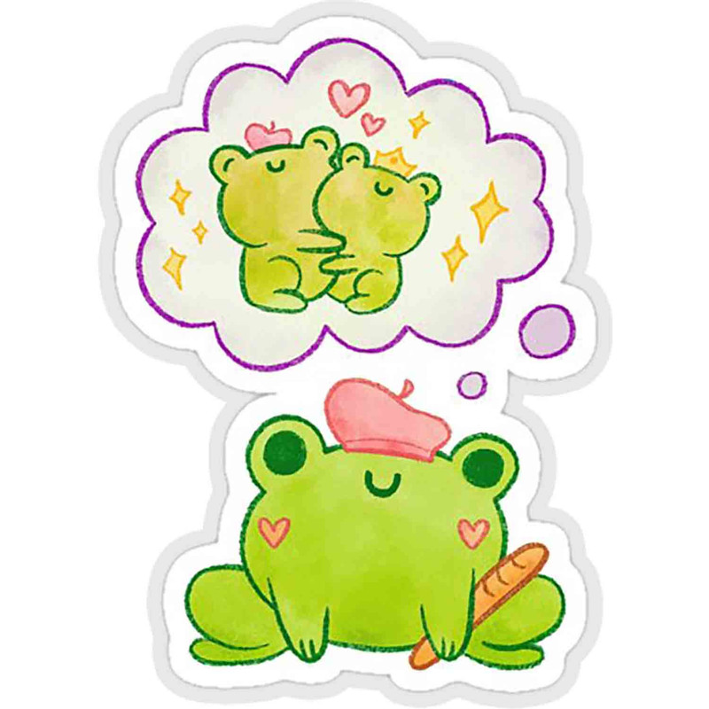 استیکر لپ تاپ طرح french frog dreaming of love کد ST686