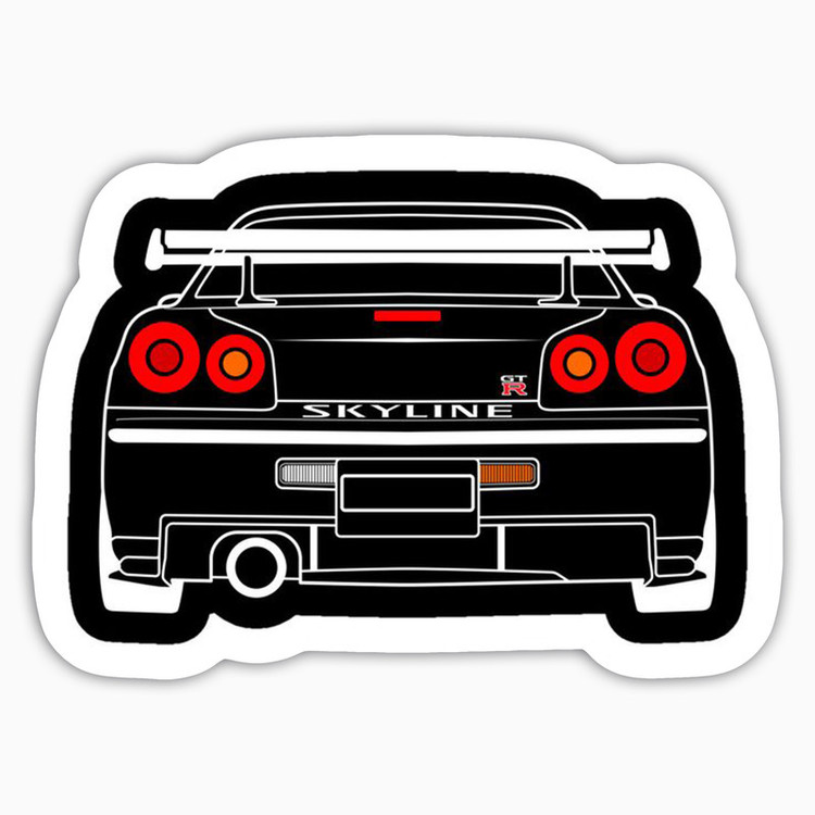 استیکر لپ تاپ و موبایل بووم طرح ماشین مدل Skyline GTR Back کد KT55