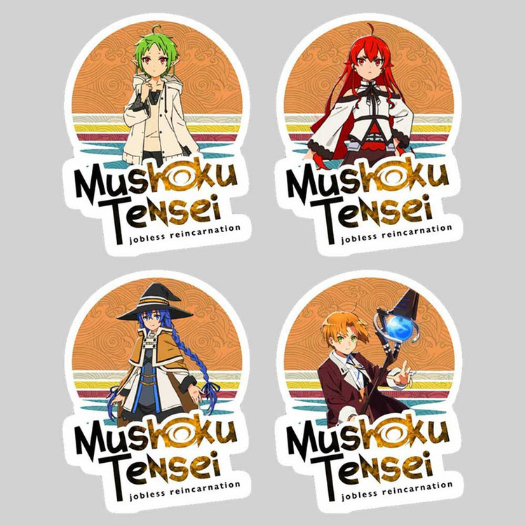 استیکر لپ تاپ پیکسل میکسل مدل انیمه mushoku tensei بسته 4 عددی