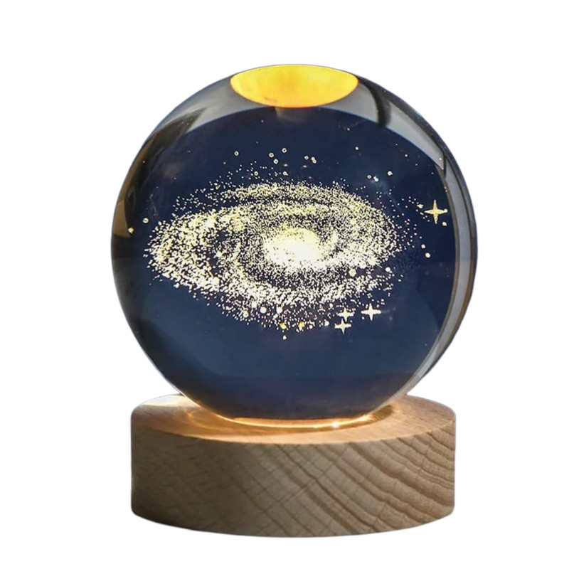 چراغ خواب مدل گوی کریستالی طرح کهکشان 3D