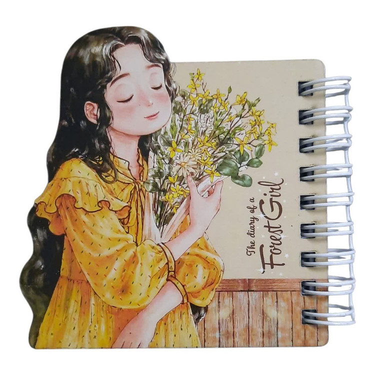 دفترچه یادداشت ۴۰ برگ سیمی مدل دختر جنگل کد mn08 بسته 3 عددی