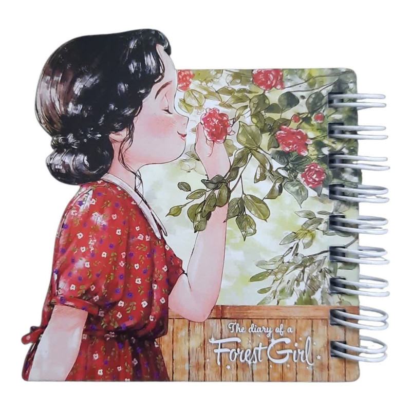 دفترچه یادداشت ۴۰ برگ سیمی مدل دختر جنگل کد mn08 بسته 3 عددی