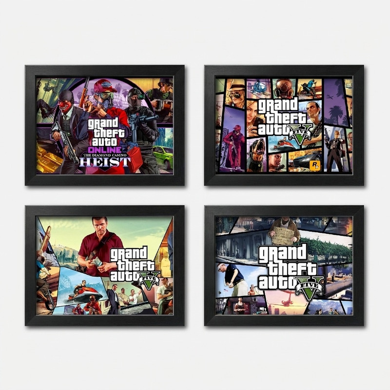 تابلو مدل جی تی ای 5 وی طرح gta v مجموعه 4 عددی