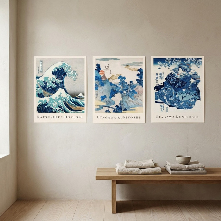 پوستر مدل ژاپنی وینتیج-سبک ژاپنی مجموعه 3 عددی
