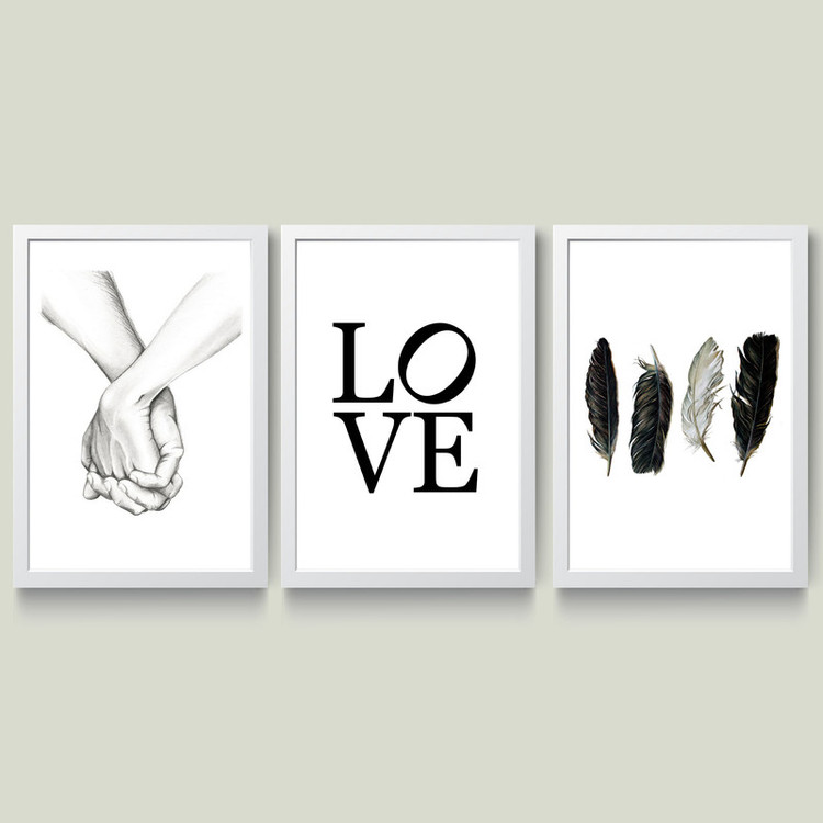 تابلو مدل مینیمال LOVE کد m2532-w مجموعه 3 عددی