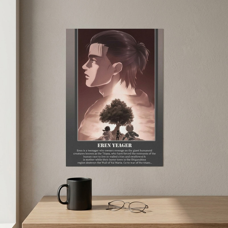 پوستر مدل انیمه اتک ان تایتان Attack on titan طرح ارن ییگر Eren Yeager کد 80