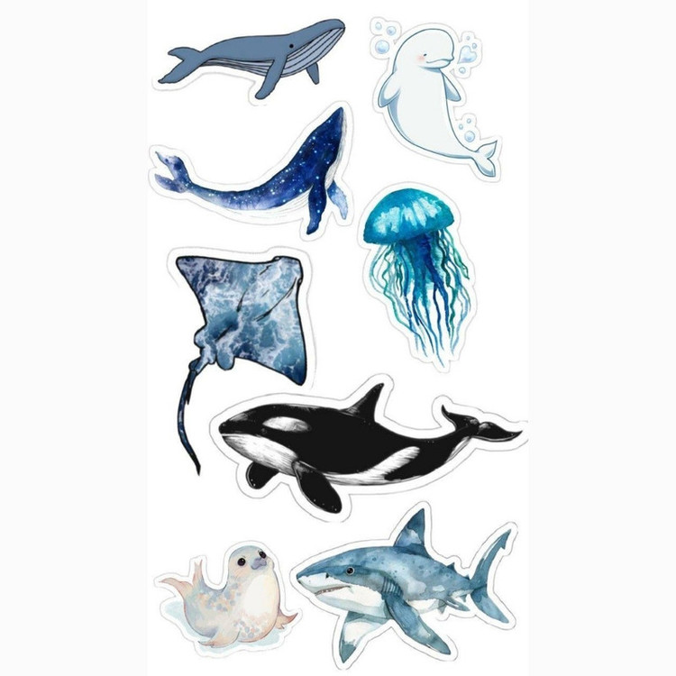استیکر مدل Blue animals مجموعه 8 عددی