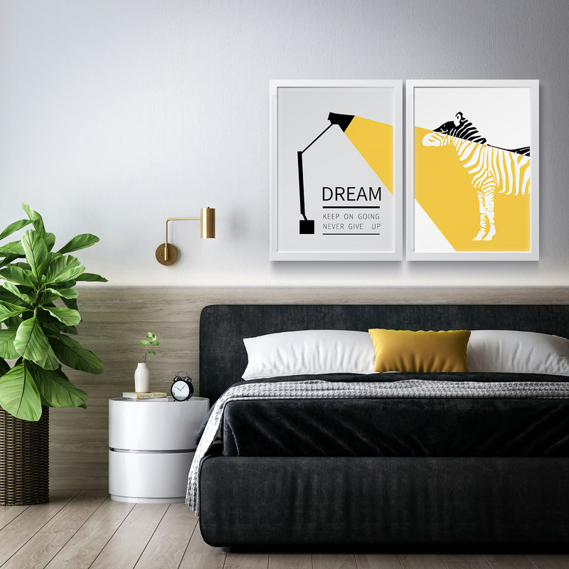 تابلو مدل دکوراتیو Zebra انگیزشی کد N168 مجموعه 2 عددی