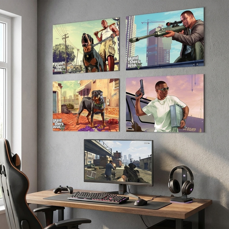 پوستر طرح GTA V کد A-1302 مجموعه 4 عددی