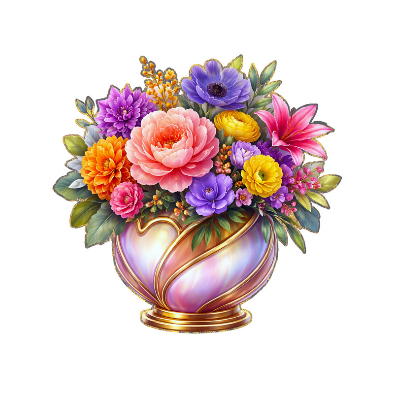 استیکر طرح گلدان رنگارنگ کد 301