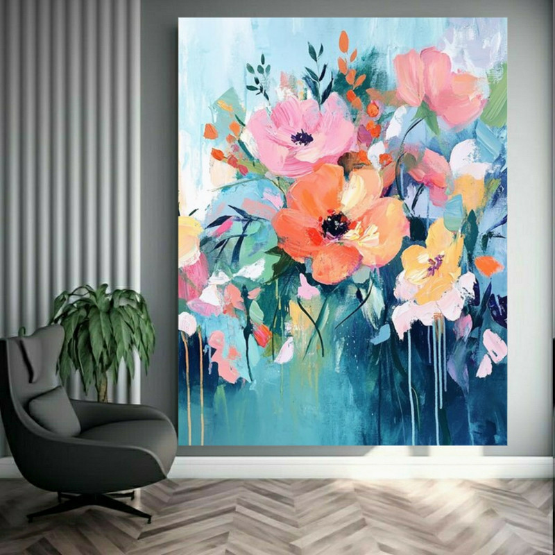 پوستر طرح نقاشی مدل گل های رنگی کد FB105898