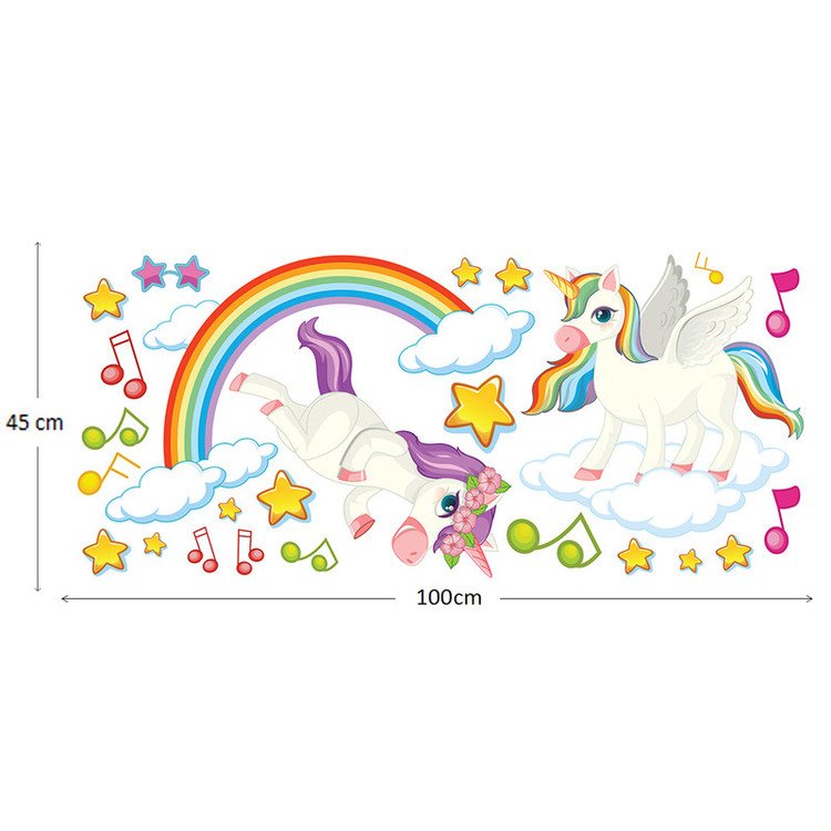 استیکر دیواری کودک طرح cute unicorn