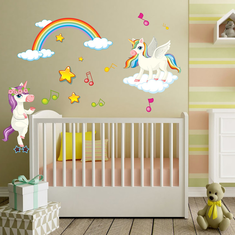 استیکر دیواری کودک طرح cute unicorn