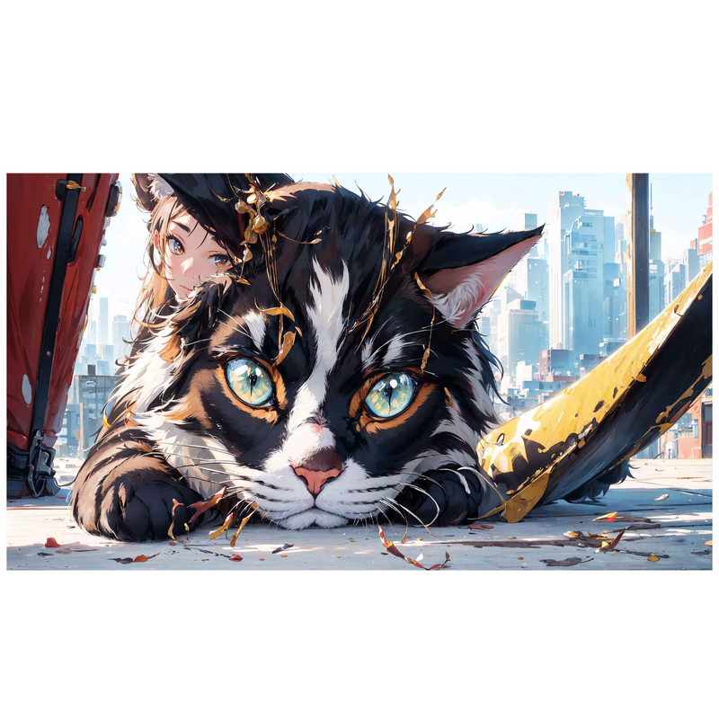 برچسب دیواری مدل پیشی و دختر 4k کد 3333