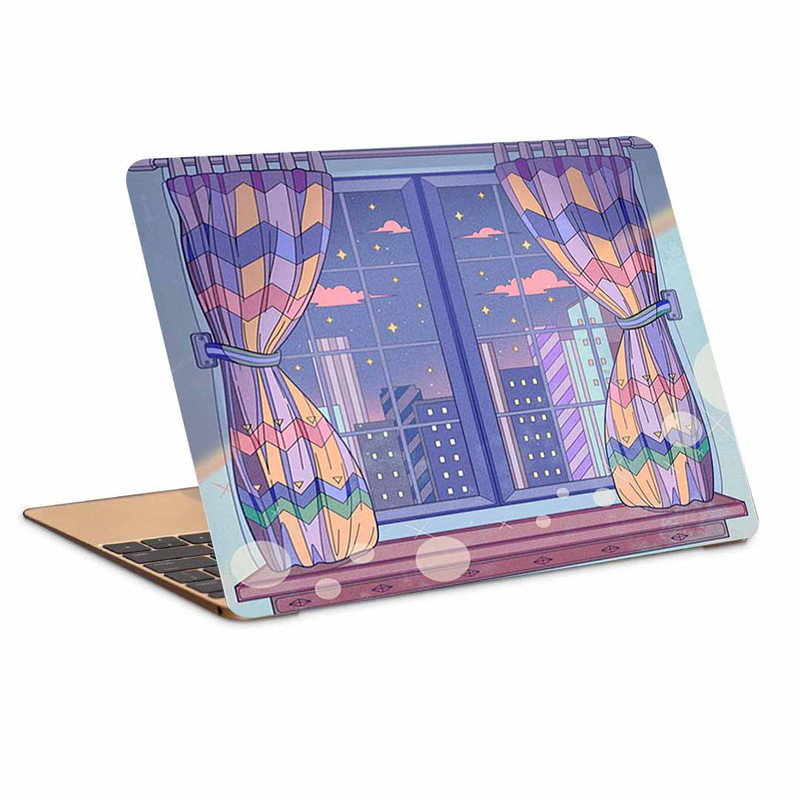 استیکر لپ تاپ مدل پنجره ای رو به شهر کد P-145 مناسب برای لپ تاپ 15.6 اینچ