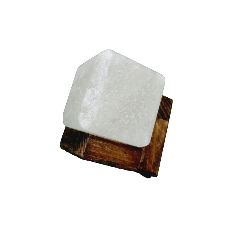 استند رومیزی تزیینی مدل سنگ نمک مدل cubic04 به همراه پایه چوبی