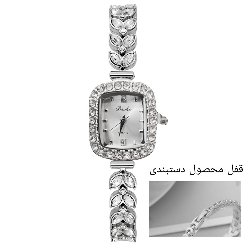 ساعت مچی عقربه ای زنانه بااُک مدل بند نگین گندمی دور نگین کد 1
