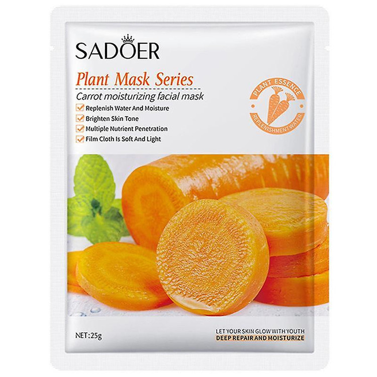 ماسک صورت سادور مدل Plant بسته 5 عددی آبرسان، مرطوبکننده، نرمکننده، مغذی، ترمیمکننده، ضد چروک و ضد جوش با عصاره هویج، کلم بروکلی، گل رز، توت فرنگی و آلوئه ورا مناسب انواع پوست