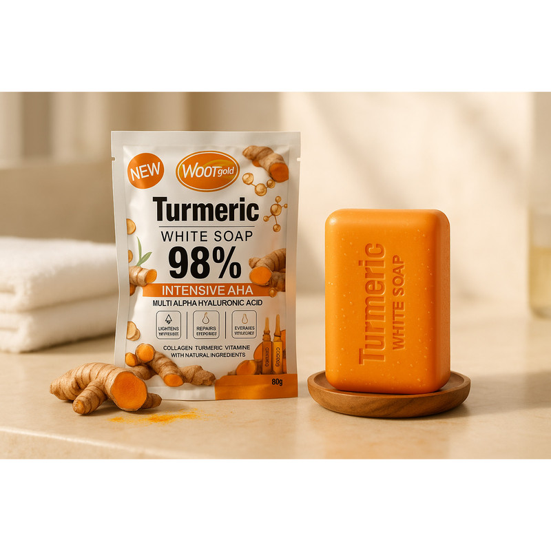 صابون شستشو از بین برنده تیرگی و لکه صورت ووت مدل Tumeric مناسب برای انواع پوست وزن 80 گرم