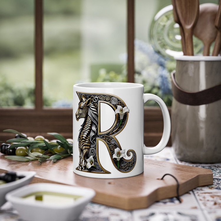 ماگ پادآفرین مدل اسم حرف R مجسمه اسب کد 056