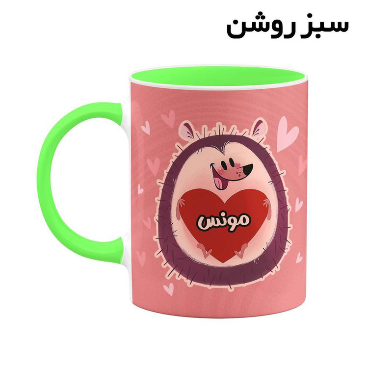 ماگ کاکتی طرح اسم مونس مدل قلب کد mgn16707